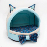 Домик-лежанка "Мята" с бантиком и съемной подушкой для кошек, 41х32х30 см